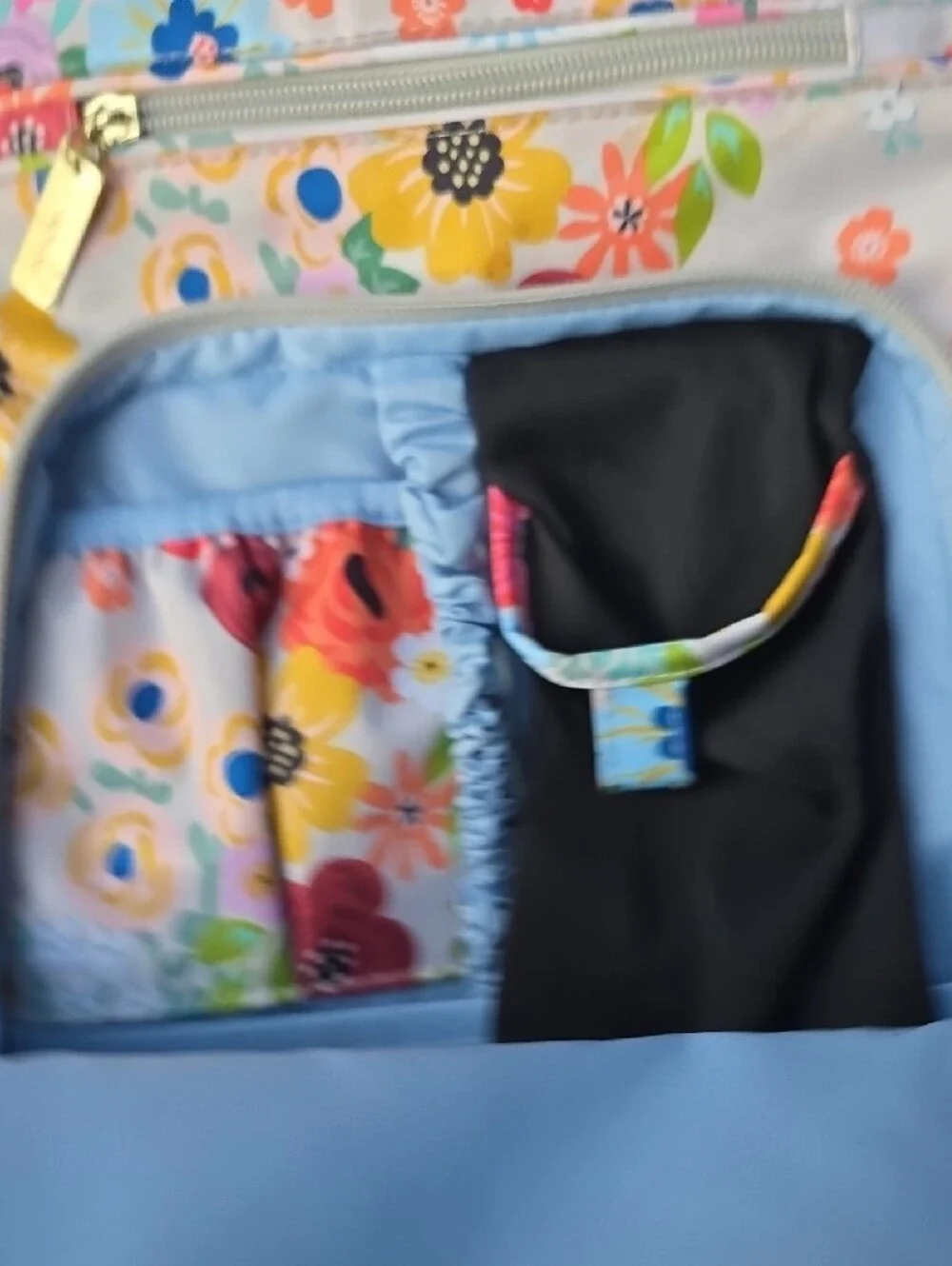 Jujube Floral Multi-Color Diaperbag Backpack with Gold Hardware